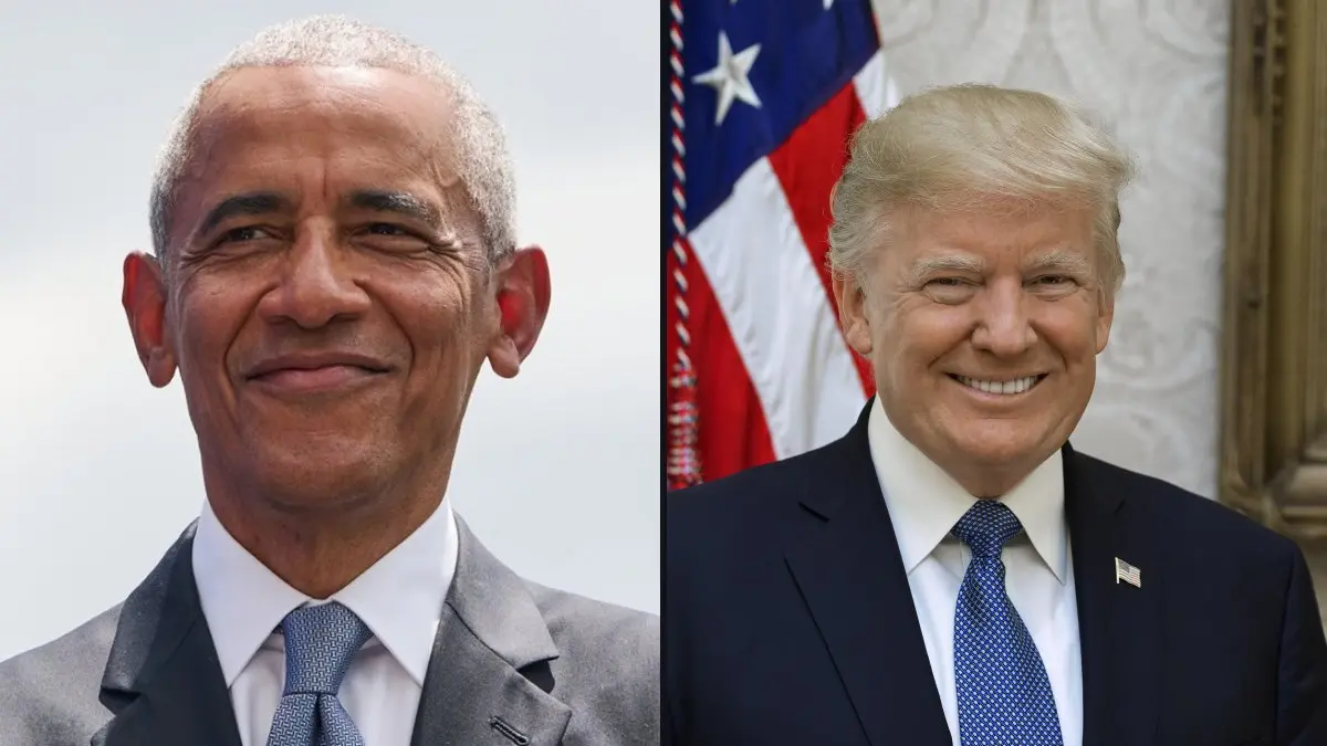 Vasemmalta Barack Obama ja Donald Trump